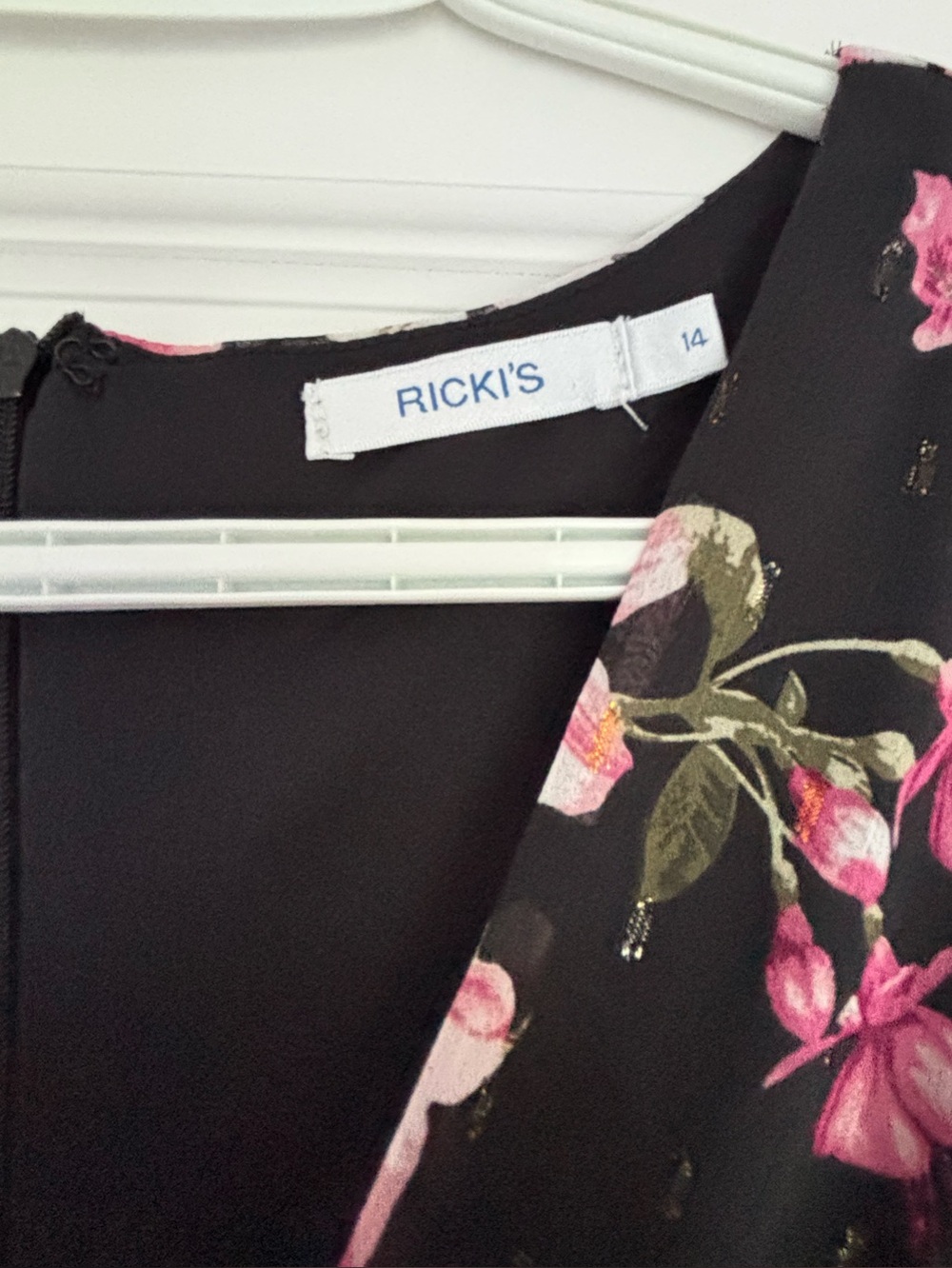 Plus-Size Black-and-Pink Floral High-Low Dress - Picture 6 of 8
